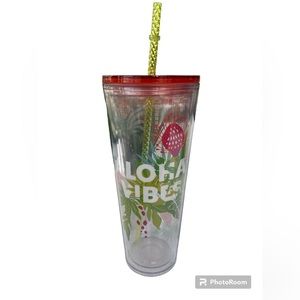 Starbucks Hawaii “Aloha Vibes” 24 ounce cold beverage travel cup with new Straw